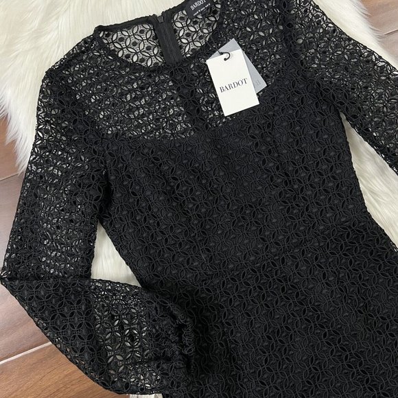 Bardot Women's Size US 6 / Small Black Lace Savannah Mini Dress - Picture 2 of 12